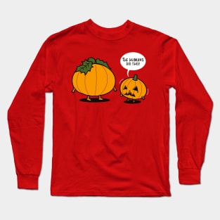 Funny Cute Kawaii Halloween Pumpkin Carving Original Autumn Fall Cartoon Long Sleeve T-Shirt